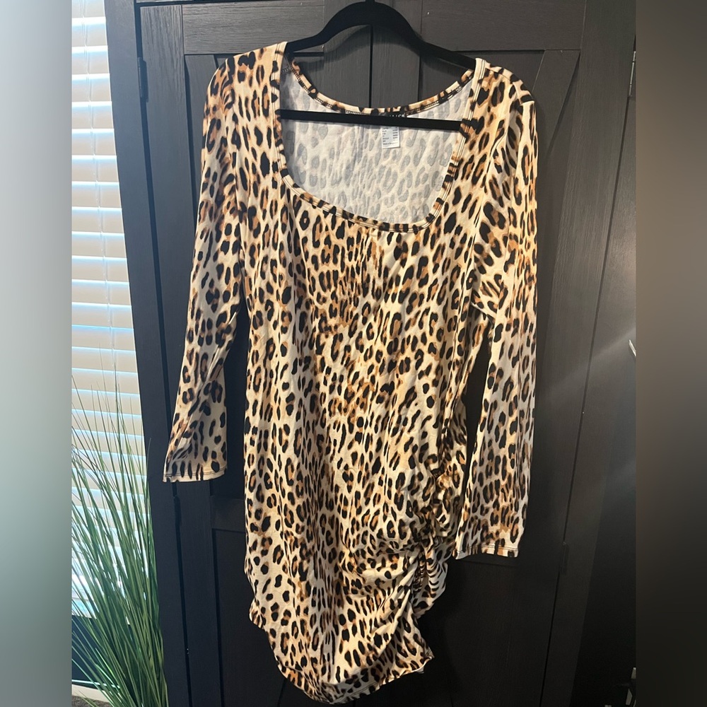 Leopard Print Long Sleeve Dress